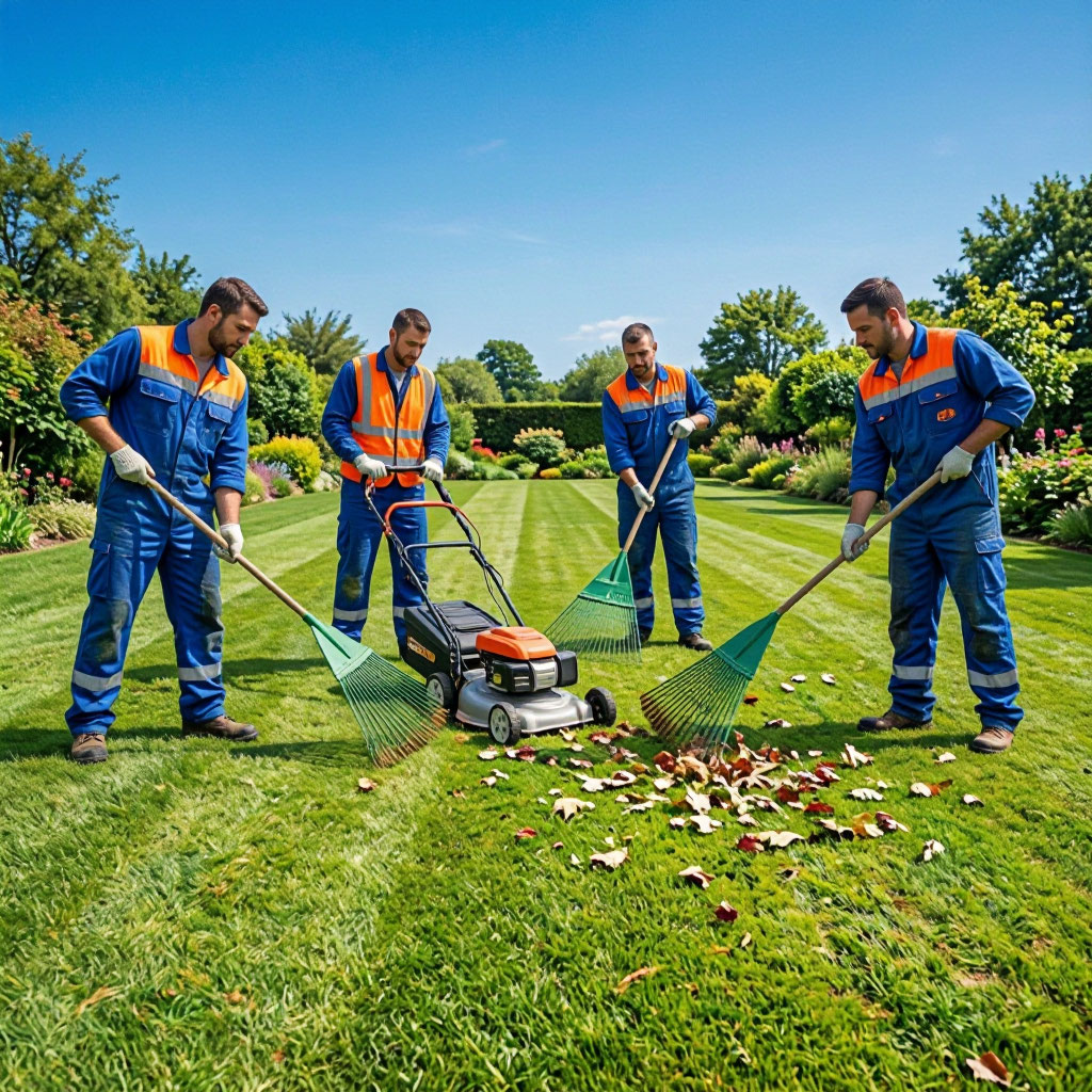Landscape crew working on site