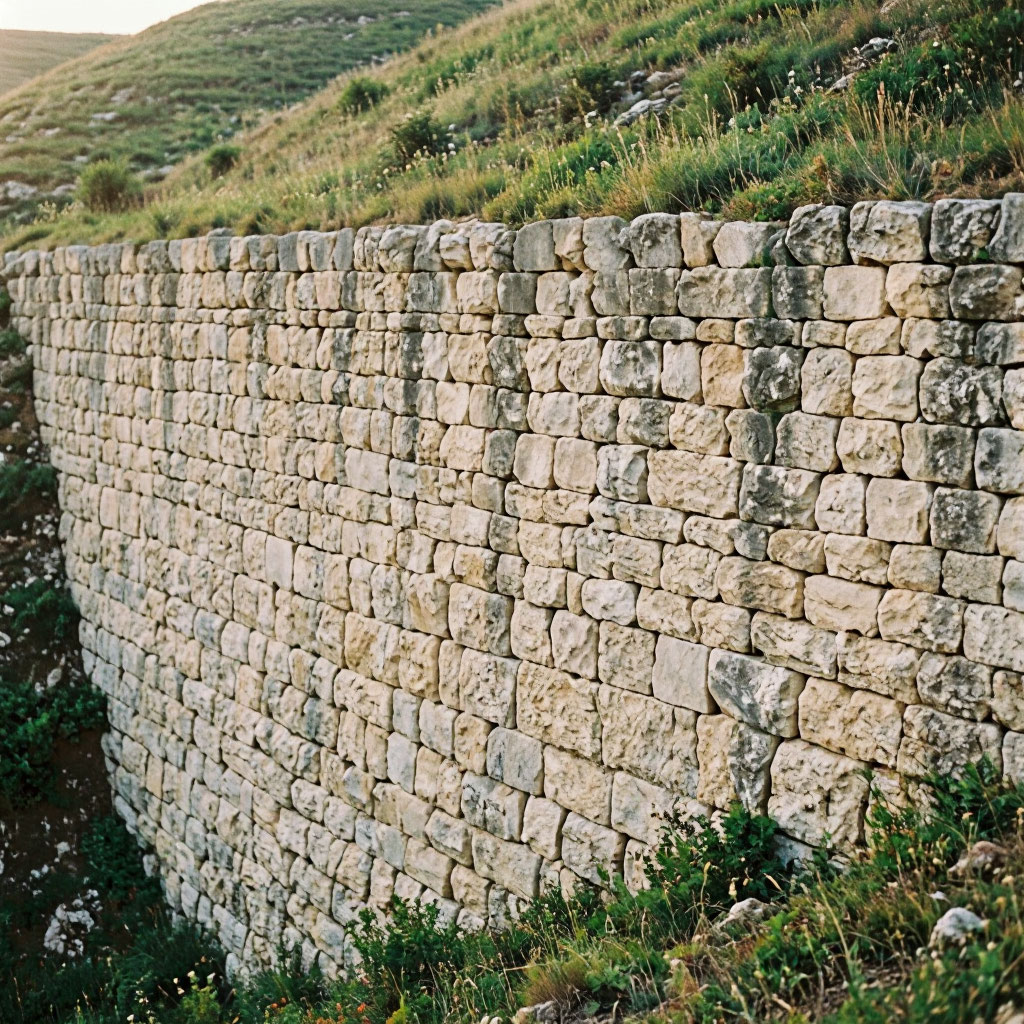 Limestone retaining wall