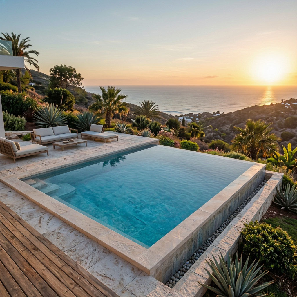 Hillside pool terrace design